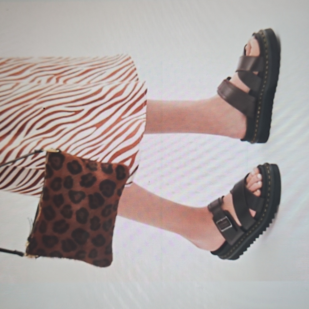 Dr. Martens Black Leather Platform Slide Sandals